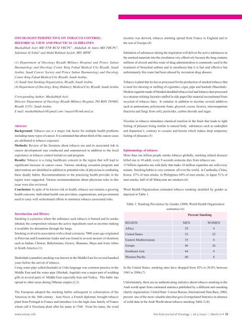 Pan Arab Journal of Oncology - Arab Medical Association Against ...