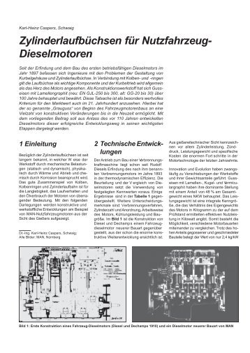 Zylinderlaufbüchsen für Nutzfahrzeug - Konstruieren und Gießen