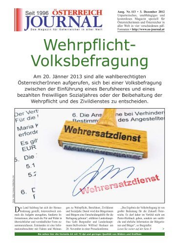 Wehrpflicht- Volksbefragung - Österreich Journal