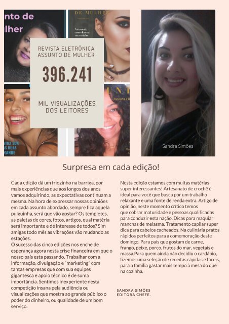 Revista eletrônica, Assunto de Mulher, edição de agosto.