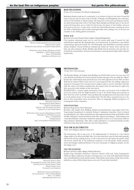 xxvi pärnu international documentary and anthropology film festival ...