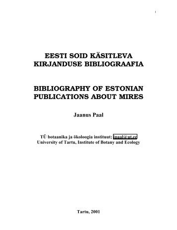 Eesti soid käsitleva kirjanduse bibliograafia. - ökoloogia ja ...