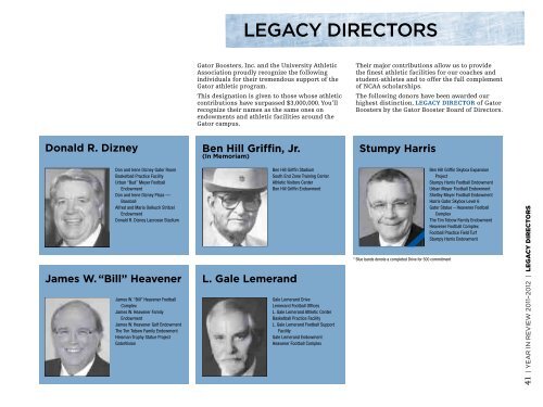 LEGACY DIRECTORS - Gator Boosters, Inc.