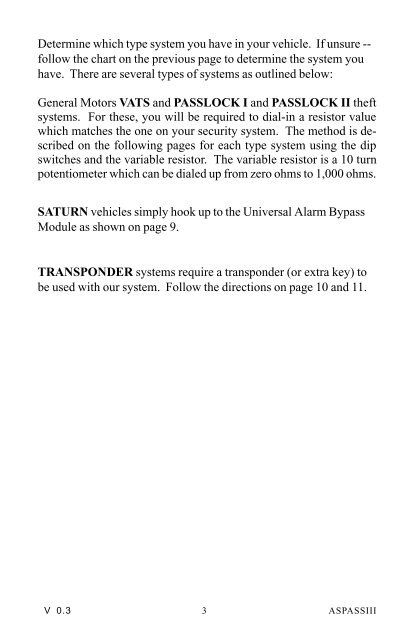 VATS / PASSLOCK / TRANSPONDER Universal Alarm Bypass ...