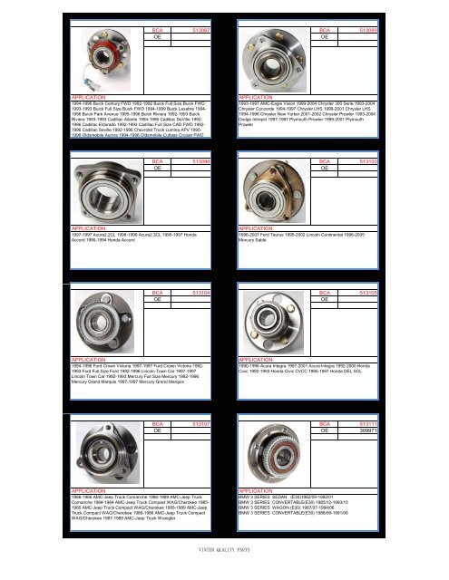 HUB BEARINGS - VINTER QUALITY PARTS