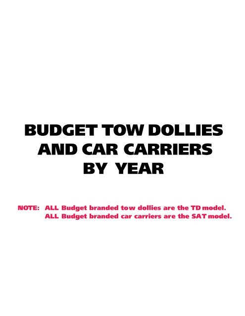 2011 Towability Guide - Budget Truck Rental