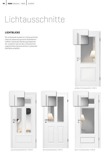 Weiß HUGA Holztüren – Das Programm: Basic, Concept, Classic.