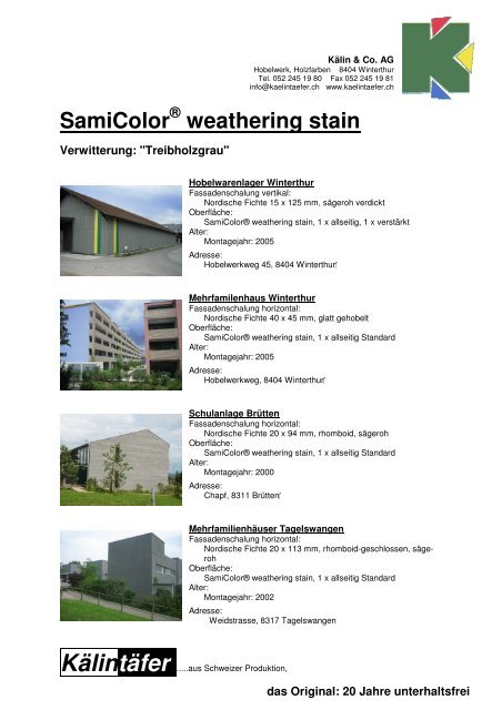 SamiColor ® weathering stain - Kälin & Co. AG