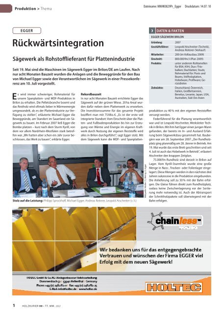 rückwärtsintegration Sägewerk als rohstofflieferant für ... - HOLTEC