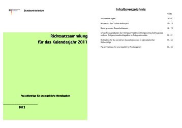 Richtsatzsammlung für das Kalenderjahr 2011 - Bundesministerium ...