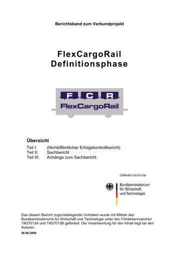 FlexCargoRail Definitionsphase Übersicht - (IRT) der RWTH Aachen