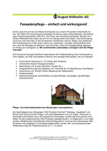 Fassadenpflege – einfach und wirkungsvoll - August Brühwiler AG