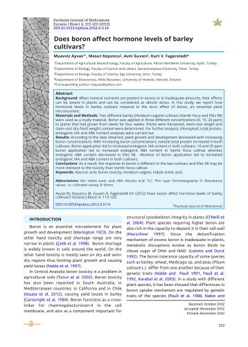 Does boron affect hormone levels of barley cultivars? - EurAsian ...