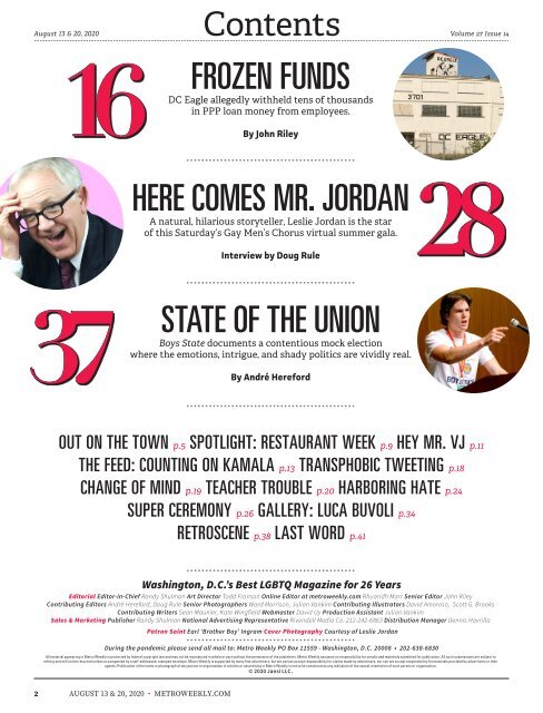 Leslie Jordan - Metro Weekly - August 13 & 20, 2020