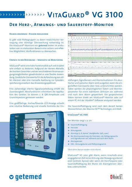 und Sauerstoff-Monitor VITAGUARD® VG 3100 - Saegeling