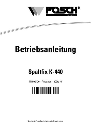 Betriebsanleitung Spaltfix K-440 - Posch