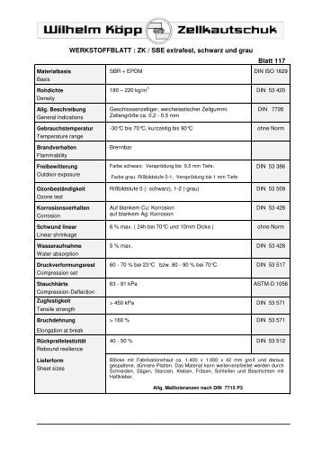 WERKSTOFFBLATT : ZK / SBE extrafest, schwarz und grau Blatt 117