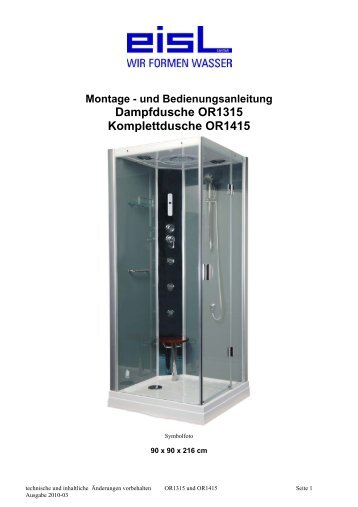 und Bedienungsanleitung Dampfdusche OR1315 ... - Eisl