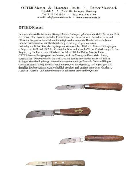 OTTER - MESSER & MERCATOR-knife Rainer Morsbach Solingen ...