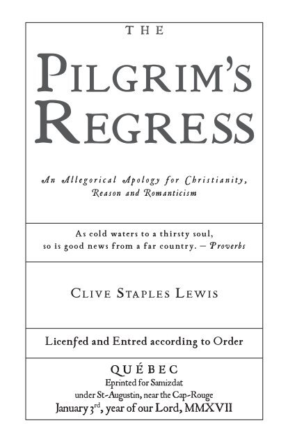 Pilgrim S Regress By C S Lewis