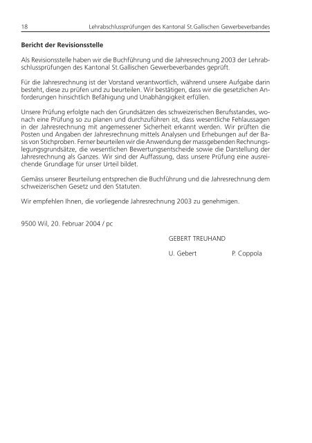 Jahresbericht 2003 Lehrabschlussprüfungen - Kantonaler ...