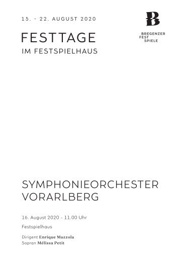Programmheft Symphonieorchester Vorarlberg | Enrique Mazzola | Mélissa Petit 