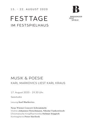 Programmheft Musik & Poesie - Karl Markovics liest Karl Kraus 