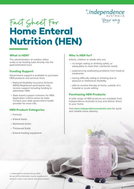 Home Enteral Nutrition Fact sheet 