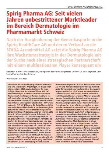 Artikel aus der Swiss Pharma 9/12 - Spirig Pharma AG