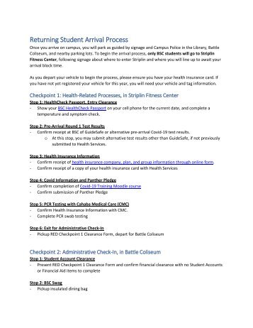 Arrival Process Information for Returning Students