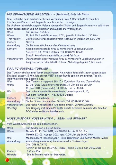 Ferienspaß Kalender 2011 - Uelzen