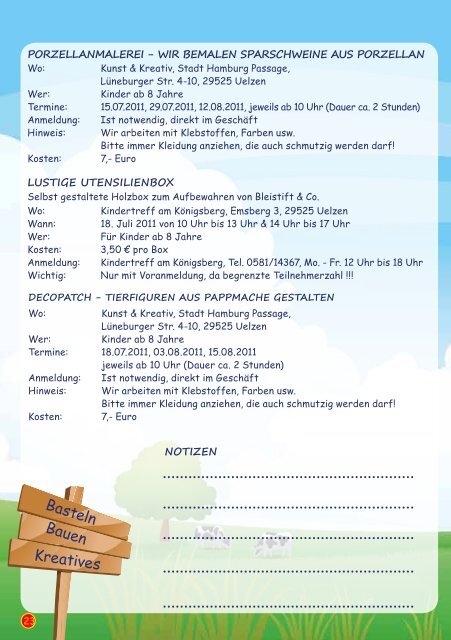 Ferienspaß Kalender 2011 - Uelzen