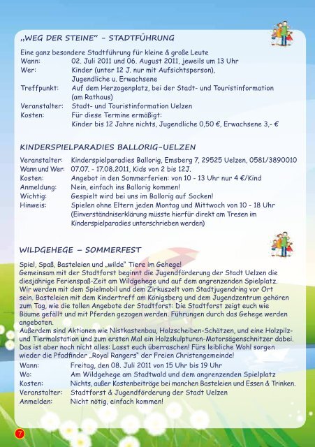 Ferienspaß Kalender 2011 - Uelzen
