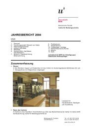 jahresbericht 2004 - Institut für Medizingeschichte - Universität Bern