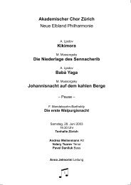 Programmheft - Akademischer Chor Zürich - ETH Zürich