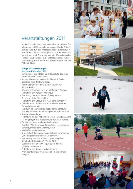 Jahresbericht 2011 - zeka, Zentren körperbehinderte Aargau