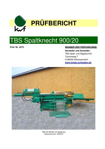 PRÜFBERICHT TBS Spaltknecht 900/20