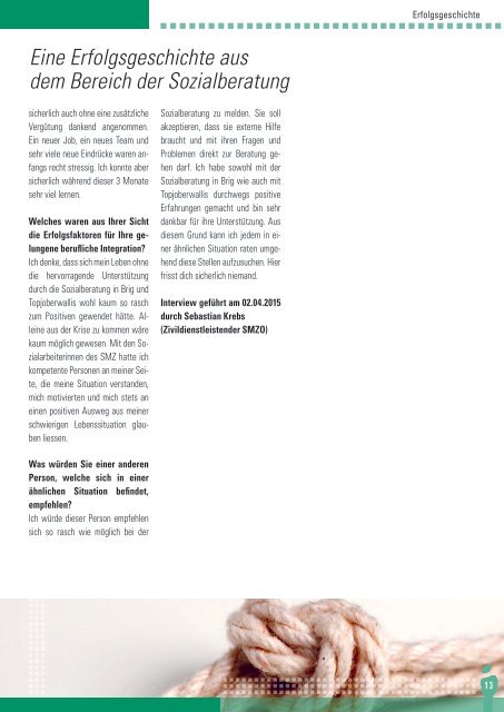 Jahresbericht 2014 Sozialmedizinisches Zentrum Oberwallis