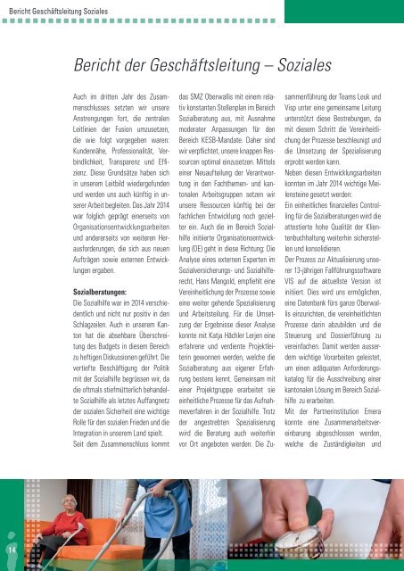 Jahresbericht 2014 Sozialmedizinisches Zentrum Oberwallis