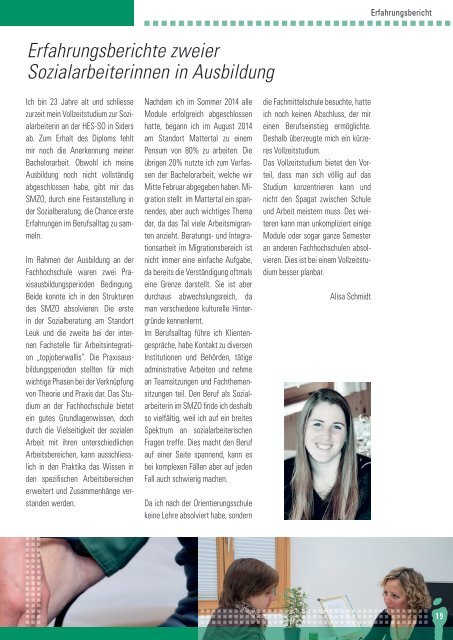 Jahresbericht 2014 Sozialmedizinisches Zentrum Oberwallis