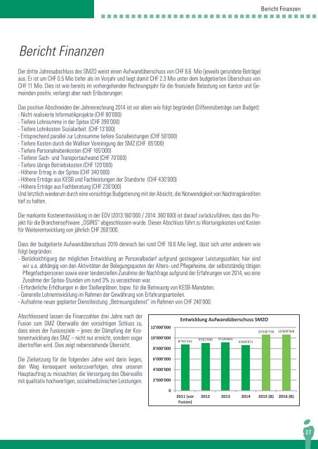 Jahresbericht 2014 Sozialmedizinisches Zentrum Oberwallis