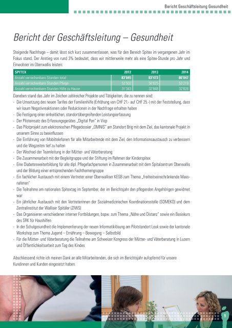 Jahresbericht 2014 Sozialmedizinisches Zentrum Oberwallis