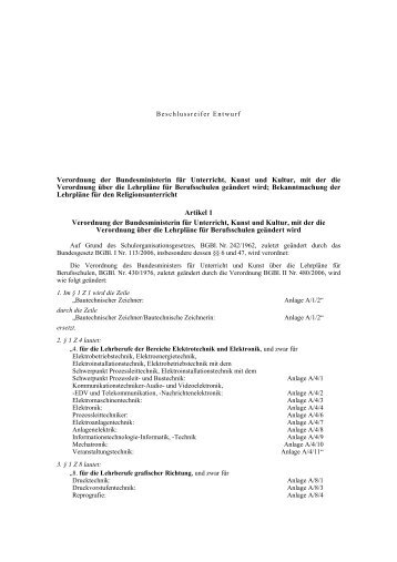 Verordnungsentwurf (pdf, 32 KB) - Bundesministerium für Unterricht ...