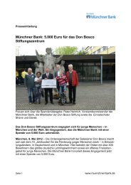 5.000 Euro für das Don Bosco Stiftungszentrum - Münchner Bank eG