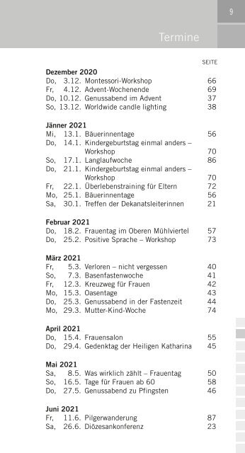 Zeit zu leben – Veranstaltungskalender für Frauen 09/2020– 08/2021