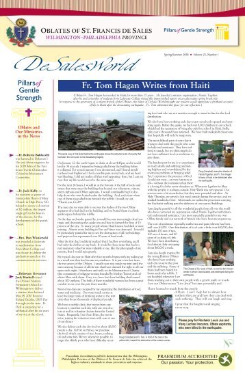 Fr. Tom Hagan Writes from Haiti - Oblates of St. Francis de Sales