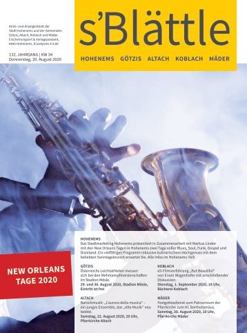 s'Blättle Nr. 34 - Do, 20. August 2020