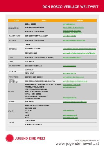 don bosco verlage weltweit - Jugend Eine Welt