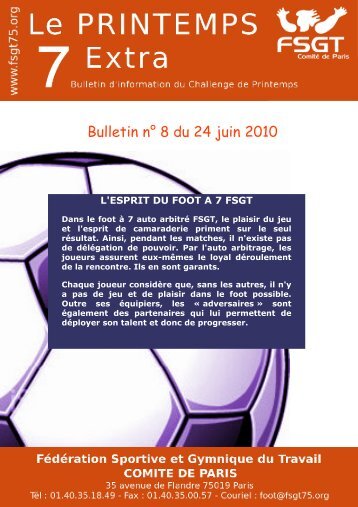 l'esprit du foot a 7 fsgt - Challenge de printemps