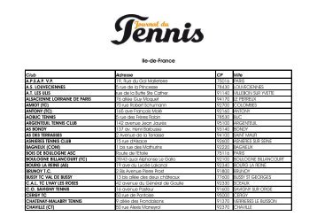 Ile-de-France - Journal du Tennis